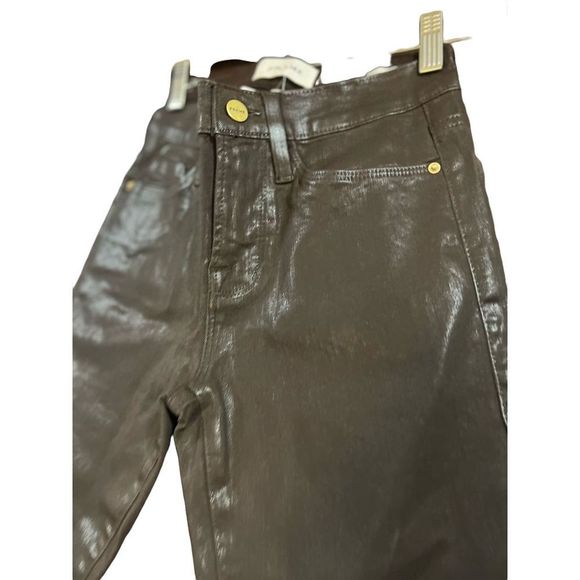 NWT FRAME Chocolate Brown Coated Jeans Denim Pants Size 26 - Picture 8 of 16